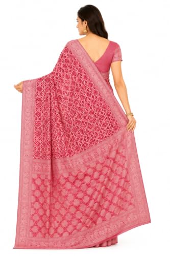 Rajasthani Look Khaddi Georgette Bandhani Saree Pink