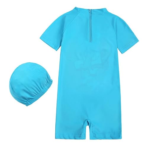 Baby Bucket Swimsuit for Girls | Swimwear with Cap | Swimming Costume | Swimwear and Beachwear(12 Months-18 Months) - (Purple & Blue)