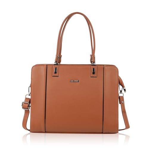 BAGNINE Handbag for Women - Brown | Structured Top Handle Satchel | Removable Strap | Smooth Zipper Closure | Elegant Carry Purse for Office, Work, Travel, Shopping & Daily Use