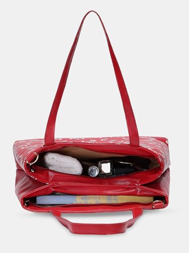 Caprese Merida Satchel Large RED Printed Women's Handbag