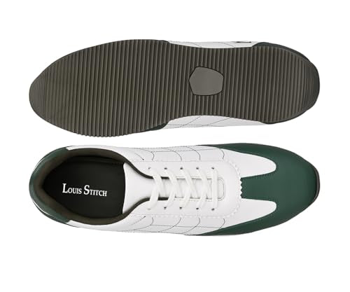 LOUIS STITCH White and Green Sneaker for Men | Comfortable Lace-Up Sneaker | LSP-SNK-AVI010-WHGR | UK-7