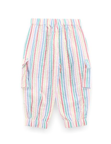U.S. POLO ASSN. Girls Vertical Stripe Cotton Joggers White
