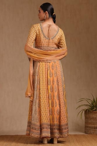 Soch Women's Viscose Floor Length Gown (EWS5CD22016_Mustard
