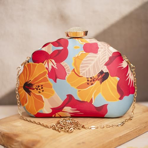 Artklim Floral Printed D-shape Clutch