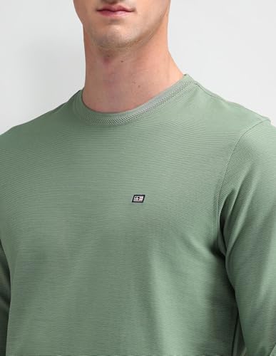 Arrow Sports Men's Textured Regular Fit T-Shirt (ASAITS3304_LT. Green
