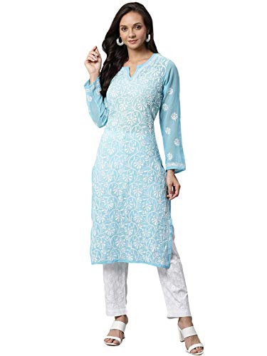 Ada Women's Cotton Kurta Set (L100398_Blue_Large)