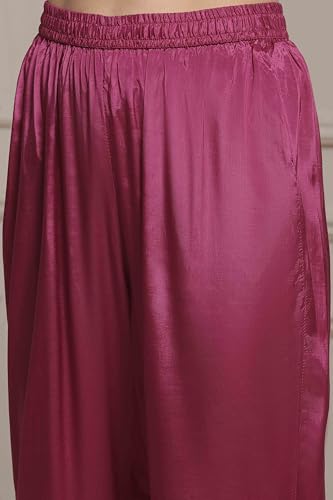 Biba Women's Cotton Jacquard Kurta Set (SKDVRNSI30719AW25PINK_Pink