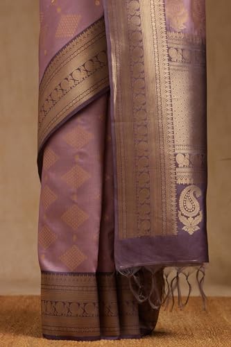 Soch Womens Lavender Tussar Zari Woven Saree With Zari Woven
