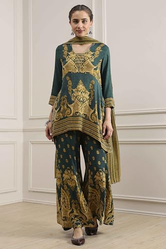 Biba Women's Viscose Kurta Set (SKDRTRDMA30324AW25GRN_Green