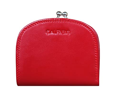 Calfnero Women’s Genuine Leather Coin Purse Wallet | Compact Kiss Lock Coin Pouch with Snap Closure, Mini Change Purse for Coins, Cash & Small Essentials