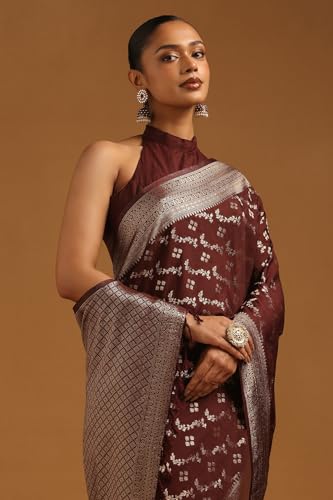 Soch Womens Maroon Viscose Silk Zari Woven Saree
