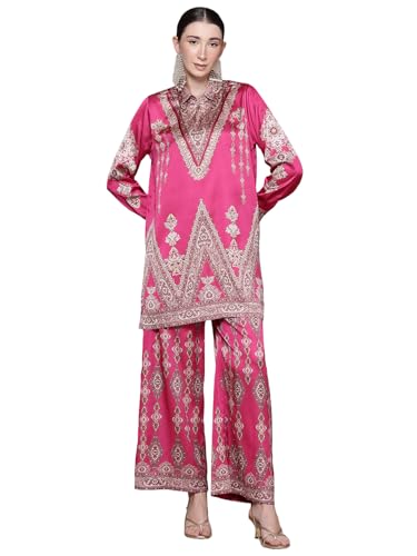 Aarke Ritu Kumar Fushia Caspian Carpet Full Sleeve Kurti With Palazzo Co-Ord Set