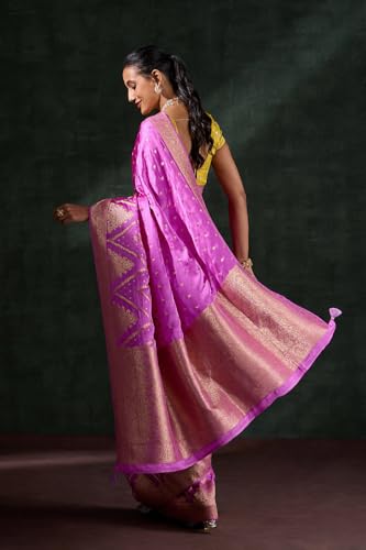 Taneira Women Purple Woven Viscose Saree with Unstitched Blouse Piece (SAPP01AB0915-Purple)
