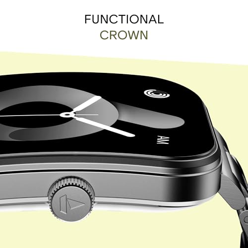 boAt Wave Sigma 3 Curv Smartwatch with 2.01” (5.33 cm) Immersive Curved Display, Metallic Finish, Functional Crown, BT Calling, Sleep, Stress, Heart Rate & SpO2 Monitoring, SOS, IP68 (Black Steel)