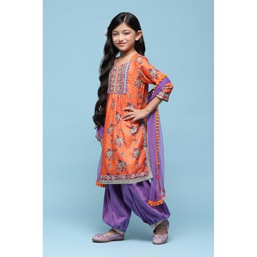 BIBA GIRL PRINTED GATHERED KID(KW5409_ORANGE_11)