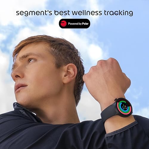 Motorola Moto Watch, 1.4 OLED, AOD, Auto-Brightness, Dual Band GPS, Powered by Polar Smartwatch (Matte Black/Matte Black Band Strap, Free Size)