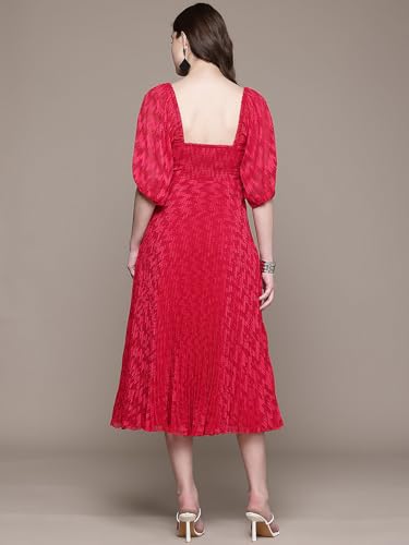 Label RITU KUMAR Red Melanie 3/4 Sleevess Long Dress