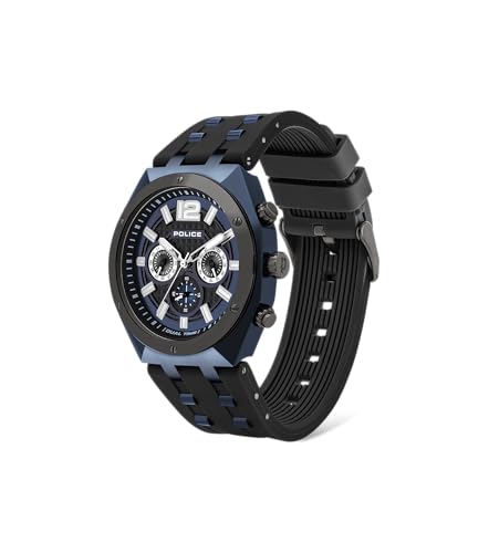 Police Quartz Multifunction Black DIAL Silicone Strap Watch for Men-PLPL15995JSBLU03W