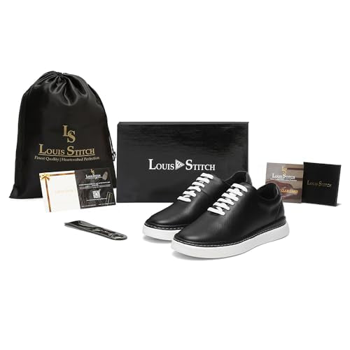 LOUIS STITCH Play Men's Egyptian Black Fashion Sneakers for Men All Day Comfortable Wear (SNK-FSD) (Size- 6 UK)