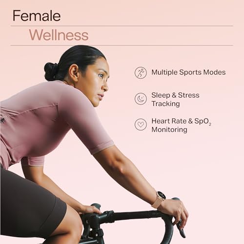boAt Chrome Iris Smart Watch for Women - Elegant Ultra-Sleek Dial, Light-Weight Metal Body, 1.32" AMOLED Display, 1000 Nits, AOD, Female Wellness Tracking Watch for Woman (Gold & Lilac Dual Strap)