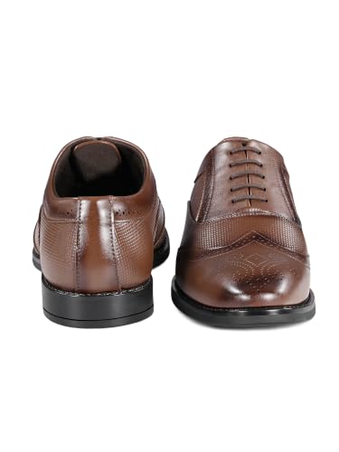 LOUIS STITCH Men’s Russet Tan Formal Lace-Up Brogue Shoes | Formal Lace-Up Shoes for Men | Business & Occasion Wear | LSVSBG-1-TN |UK-7