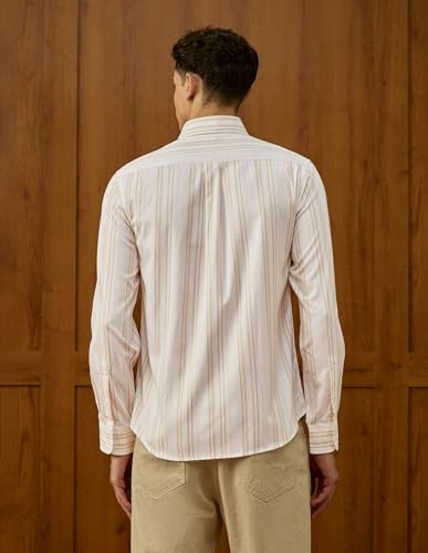 U.S.Polo ASSN. Men's Striped Tailored Fit Shirt (USSHTP1145_Beige