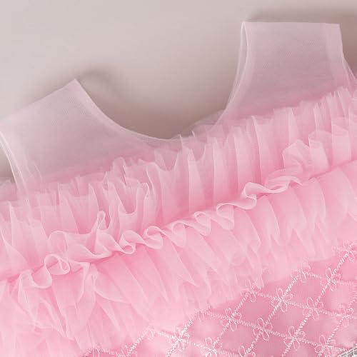 Hopscotch Girls Pink Short Sleeves Ruffle Trim Cold Shoulder Gown for Age (3-4 Years)
