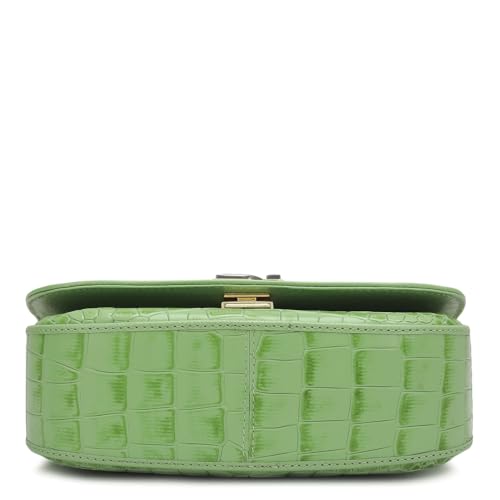Da Milano Genuine Leather Green Shoulder Bag (01798) (Small)