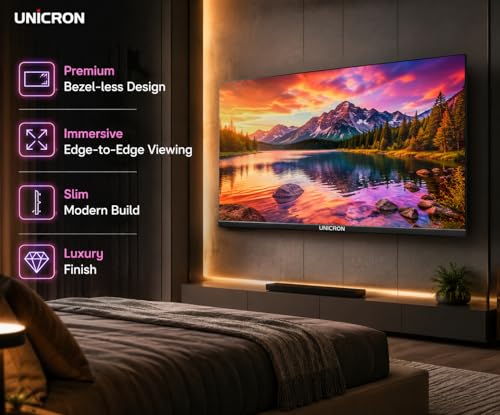UNICRON 24 Inch Android Smart TV, HD LED Television with 30W Sound Speaker, WiFi Enabled, IPS A+ Display Panel, Gaming, Screen Mirroring & Mobile Connectivity
