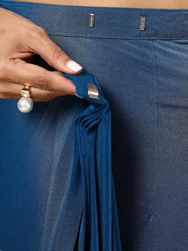 Soch Womens Teal Nylon Blend Saree With Sequins