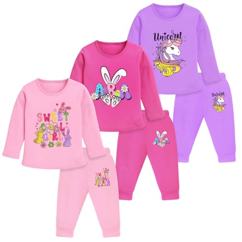 TS LAVI TAVI Cotton Clothing Set for Girls Dress Full Sleeve T-shirt Top and Pyjama (Pack of 3) (Combo 4, 3-4 year)