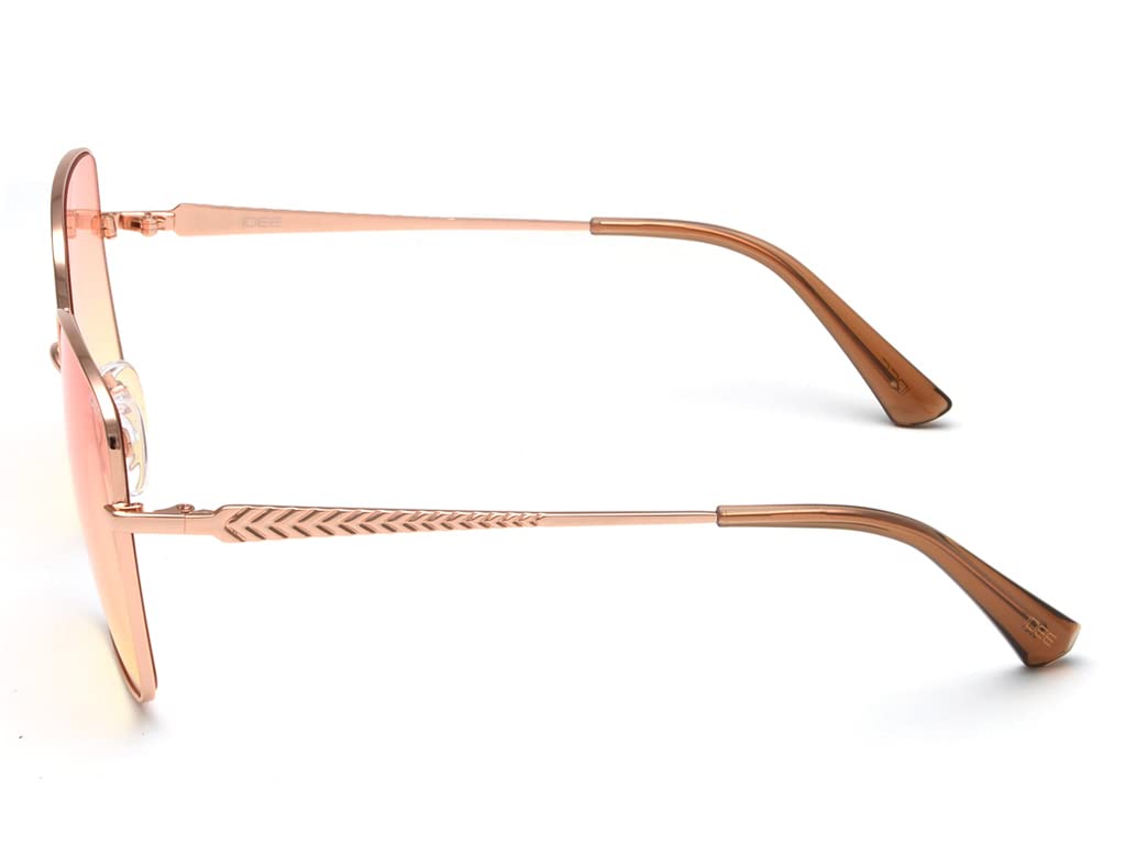 IDEE 100% UV protected sunglasses for Women | Size- Large | Shape- Square | Model- IDS2743RC2SG (Shiny Rose Gold)
