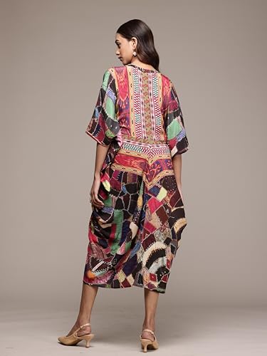 Ritu Kumar Brown Velvet Patchwork Kaftan Dress