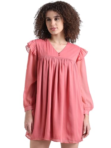 ONLY Women's Polyester Modern Above The Knee Dress (15331434-Slate Rose_Slate