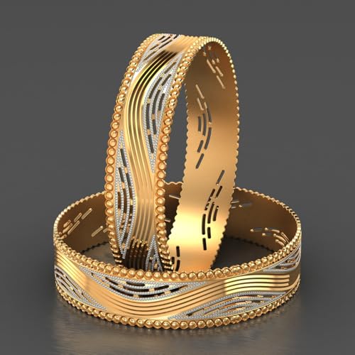 CYGNI BANGLES Elegant Gold-Plated Bangles for Women Traditional Design Jewelry (1 Pair)(F2-B-98)