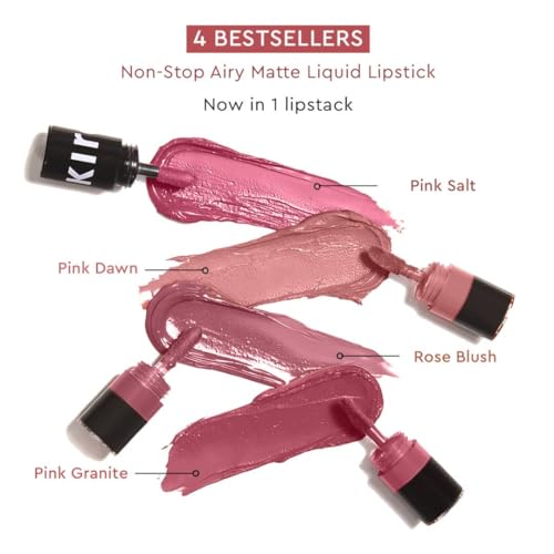 Kiro Four Play Non-Stop Airy Matte Liquid Lip Stack – Paramount Pink, 6ml | 4 Pink Lipstick Shades | Long-lasting, Transfer-proof, Hydrating, Lightweight | Infused with Avocado & Apricot Oils
