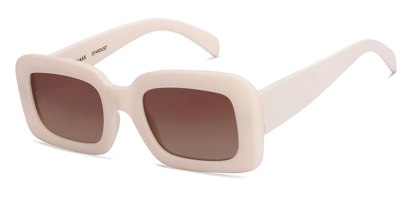 VINCENT CHASE EYEWEAR By Lenskart|White-Brown Full Rim Square|Stardust|Branded Latest And Stylish Sunglasses|Polarized And 100% Uv Protected|For Women|Large|Vc S16920