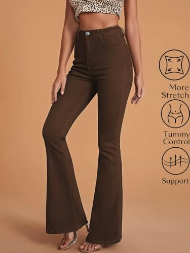 ADBUCKS Bootcut Jeans for Women Bell Bottom Jeans for Women II Wide Leg for Womens (in, Numeric, 28, Brown)