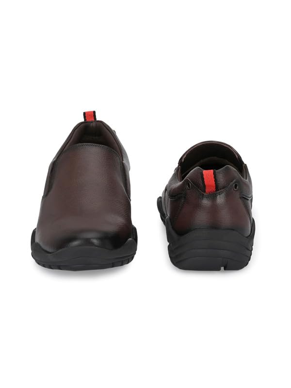 HITZ Men's Brown Leather Slip-On Formal Shoes - UK 8