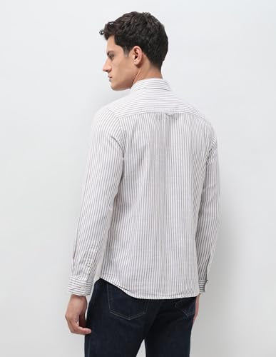 U.S. Polo Assn. Denim Co. Men's Vertical Striped Seersucker Shirt (UDSHT2232_Ochre_46)