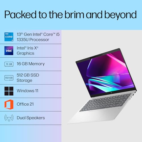 HP Pavilion Plus, 13th Gen Intel Core i5-1335U Laptop (16GB DDR5, 512GB SSD) IPS WUXGA Anti-Glare, 14"/35.6cm, Win 11, M Care Pack 2 Years Additional Warranty with Onsite Support
