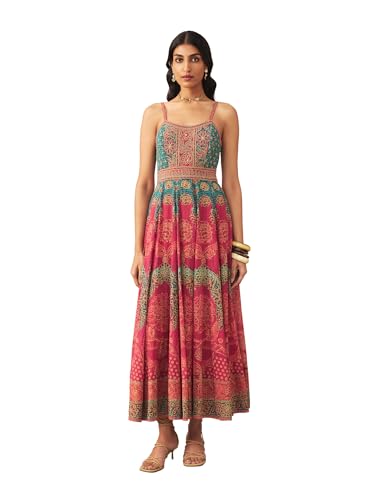Ritu Kumar Teal Safflower Long Dress