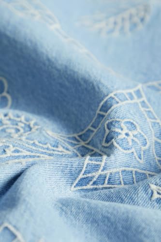American Eagle Denim Embroidered Mini Dress