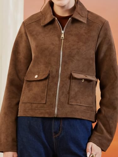 Latin Quarters Women's Brown Solid Collar Neck Full Sleeves Casual Jacket_XL