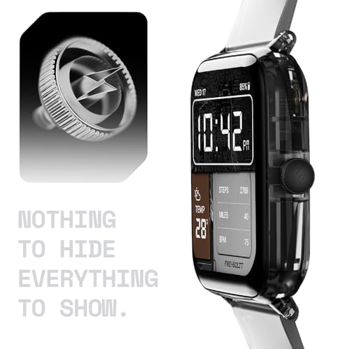 Fire-Boltt Ninja Phantom Smart Watch 1.83” Display, Transparent Clear Body Design, Bluetooth Calling, 120+ Sports Modes, Voice Assistant, AI Outfit Watch Face Smartwatch for Men & Women Black Smoke