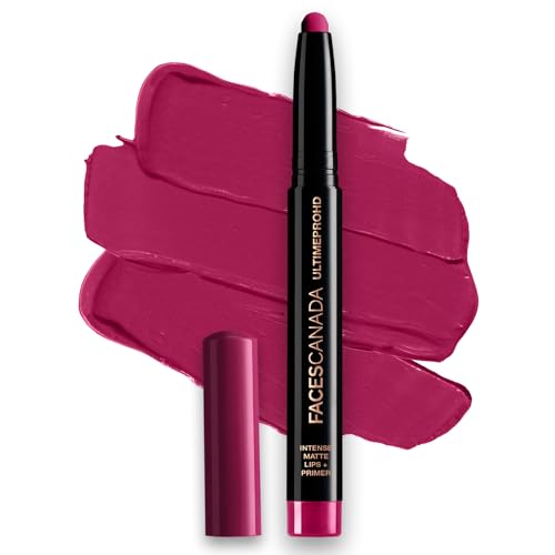 FACES CANADA Ultime Pro HD Intense Matte Lipstick + Primer - Chestnut (Red), 1.4g | 9HR Long Stay | Flawless HD Matte Finish | Intense Color | Lightweight | Smooth Glide | Primer Infused