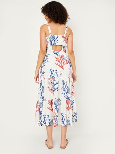 Max Women's Polyester Classic Midi Dress (OR51001A_Off White