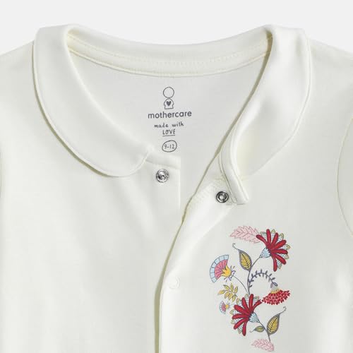 Mothercare Baby-Girls Printed Full Sleeves Sleepsuit - Off-White