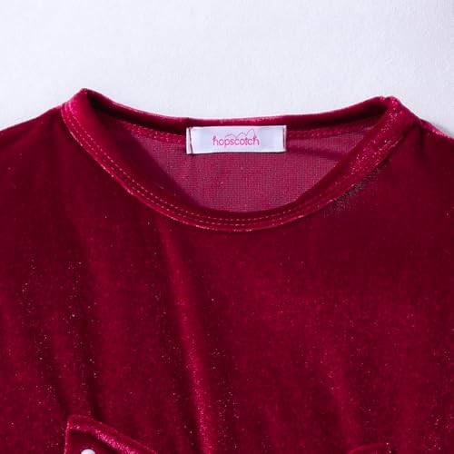 Hopscotch Girls Red Full Sleeves Oversized Bow Applique Dress for Age (5-6 Years)