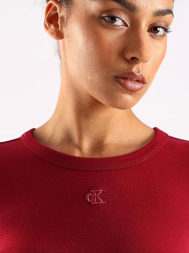 Calvin Klein Jeans Women's Cotton Bodycon Below The Knee Casual Dress (47D217G601_Magenta Jewel